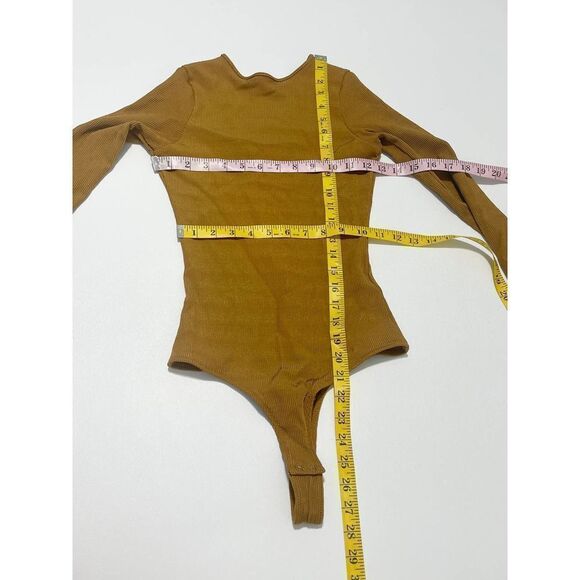 Goldsign The Rib Deep Bodysuit NWT Long Sleeve‎ Golden Yellow Ochre Small - Picture 10 of 16